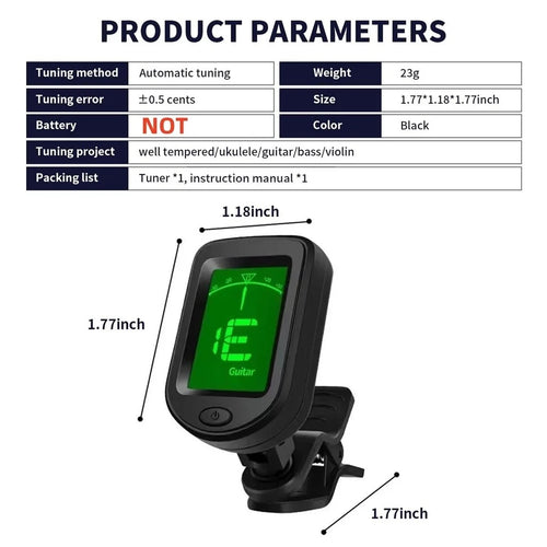 Miwayer Guitar Tuner Clip on Electronic Tuner LED Display/for Bass Ukulele Violin Mandolin All Instruments